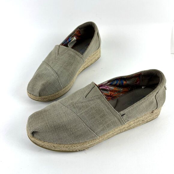 Skechers BOBS Memory foam Light Beige Canvas Slip on Shoes Womens SZ 9.5 - Picture 8 of 15